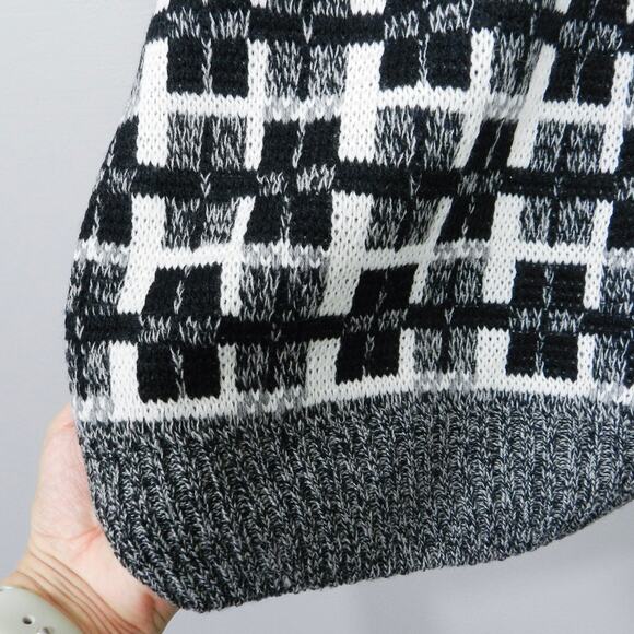 Vintage 90s Windridge Knit Grandpa Sweater‎ Size XL Gray Black Check Plaid - Picture 6 of 7